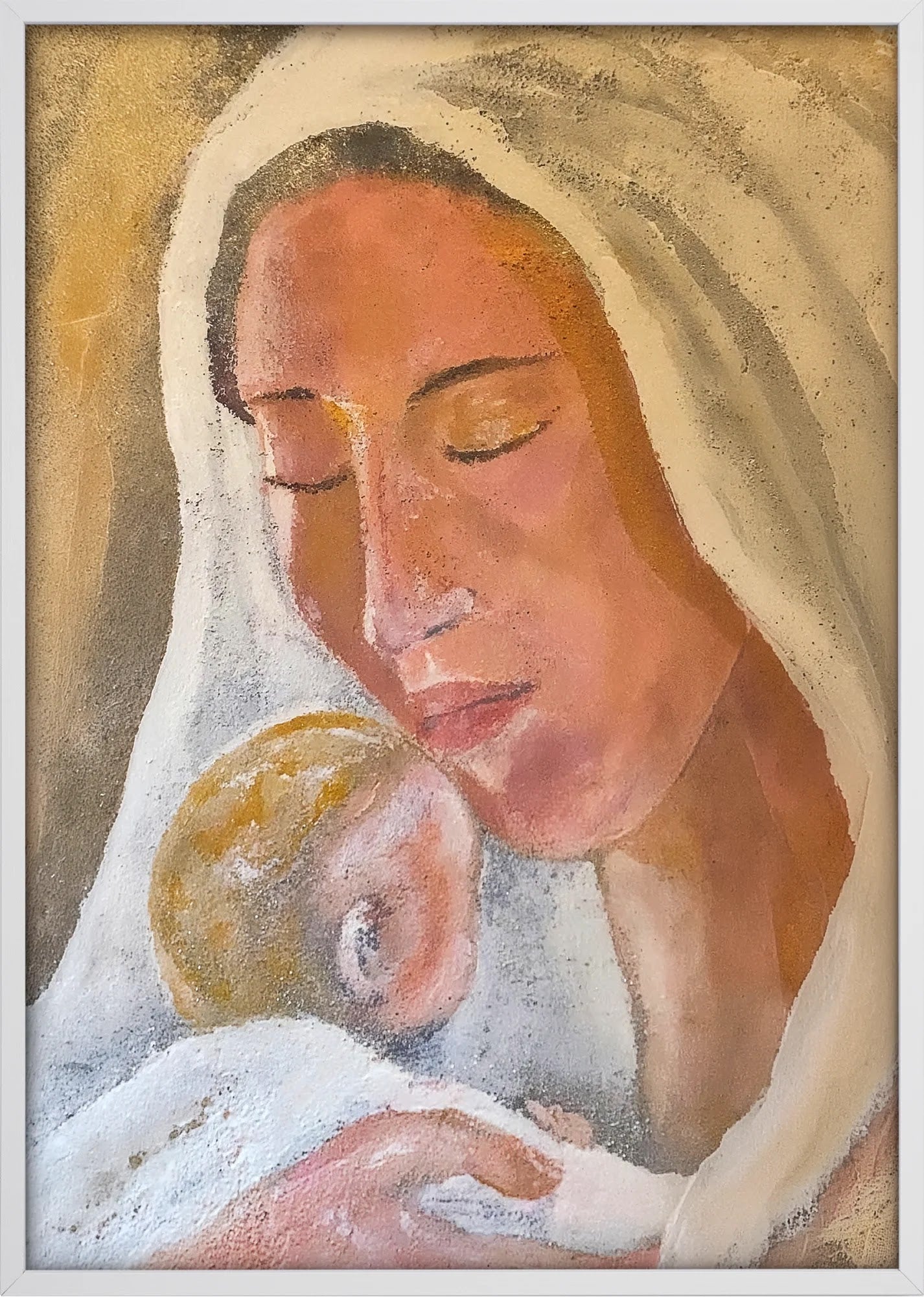 Mother's Embrace by Dragica Buco — white framed art print