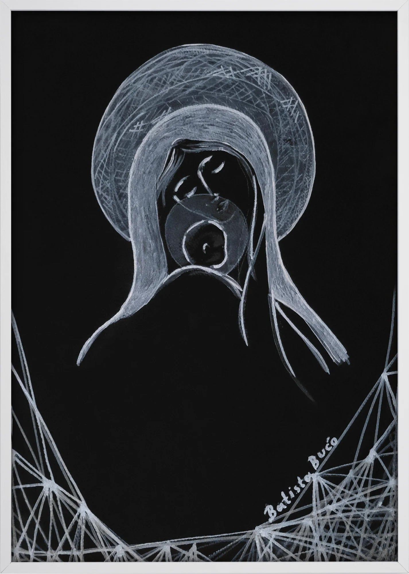 Madonna in Silver Line by Dragica Buco — white framed art print