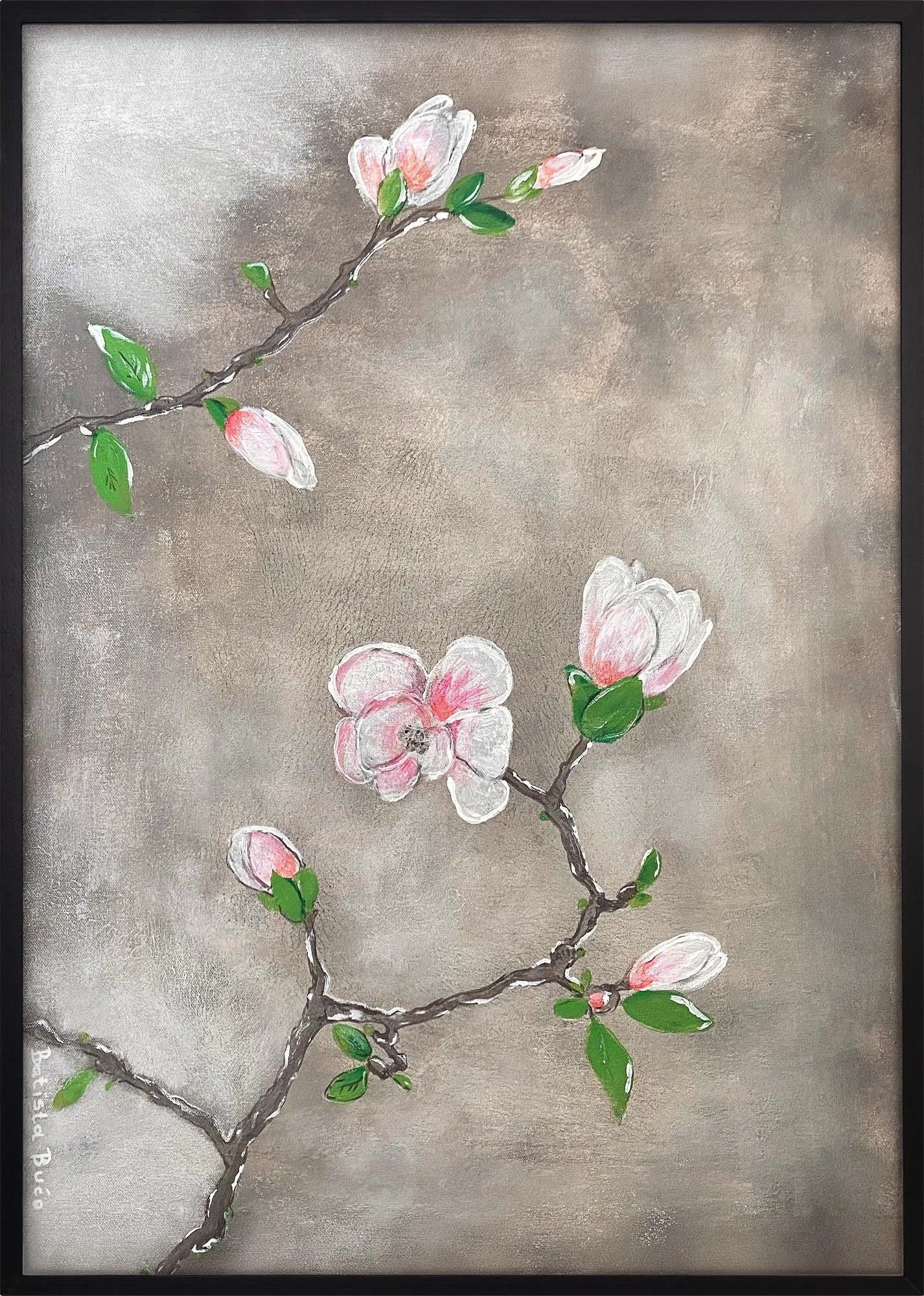 Magnolia Branch by Dragica Buco — black framed art print