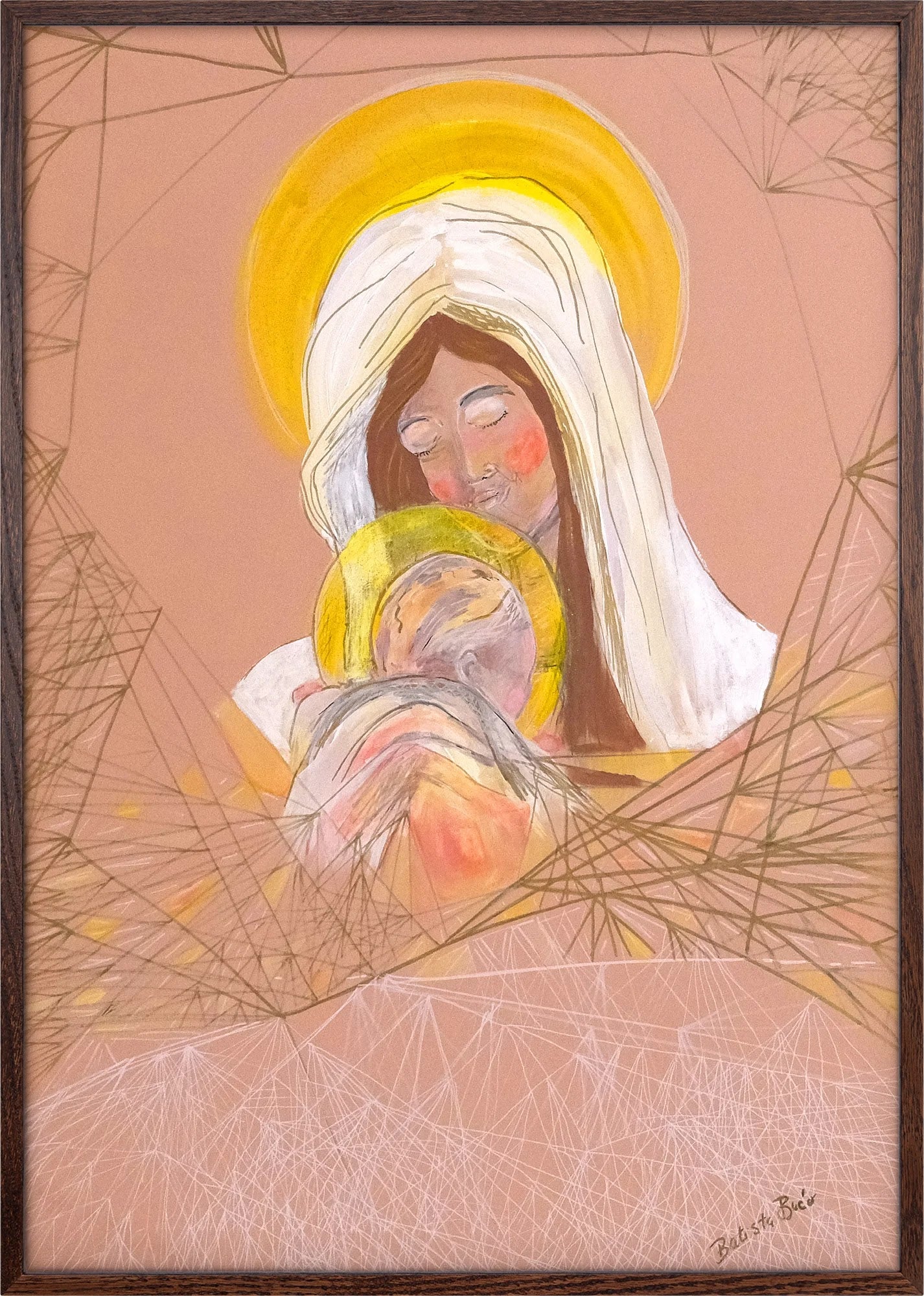 Madonna of the Golden Halo by Dragica Buco — dark wood framed art print