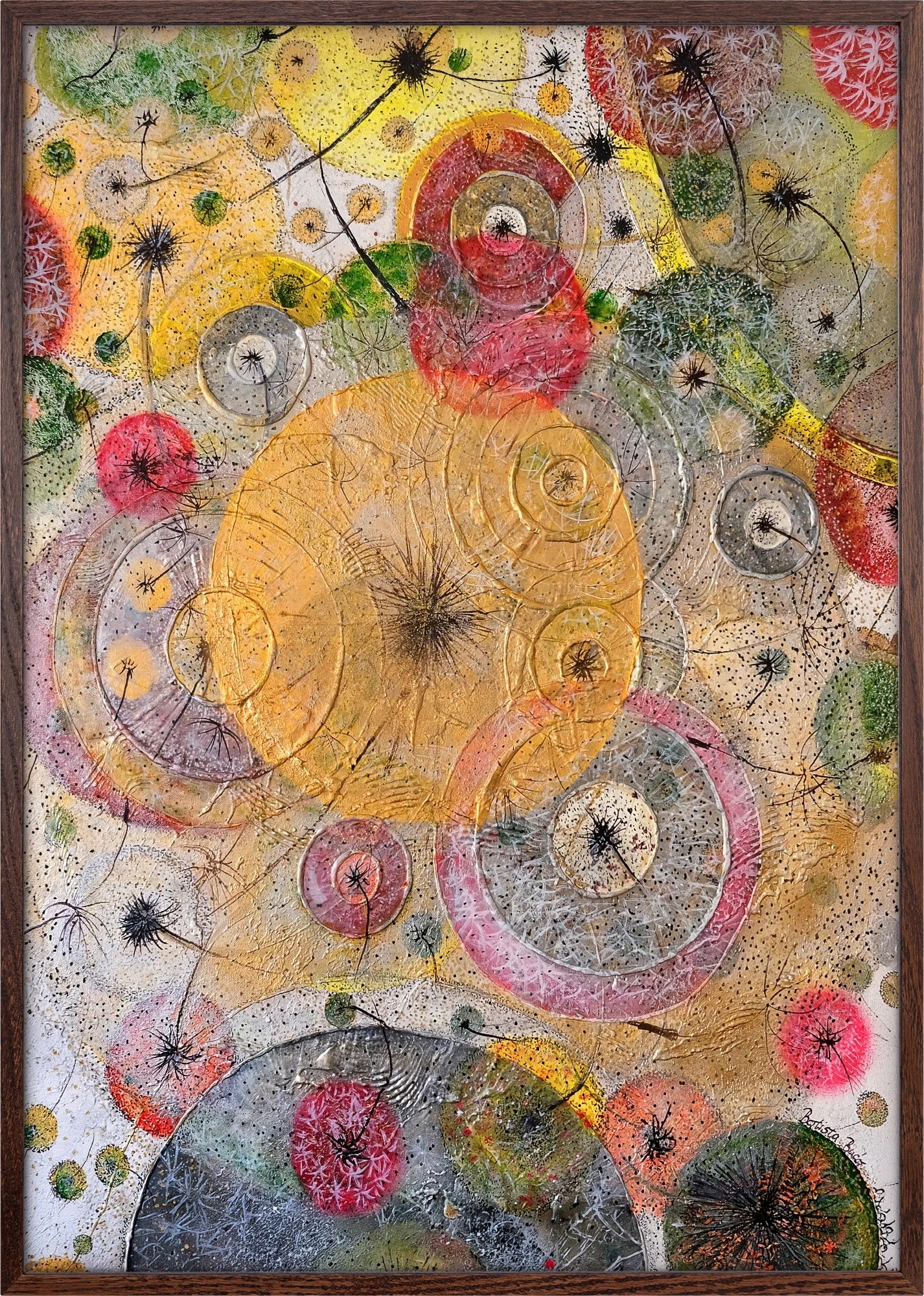 Golden Orbits by Dragica Buco — dark wood framed art print