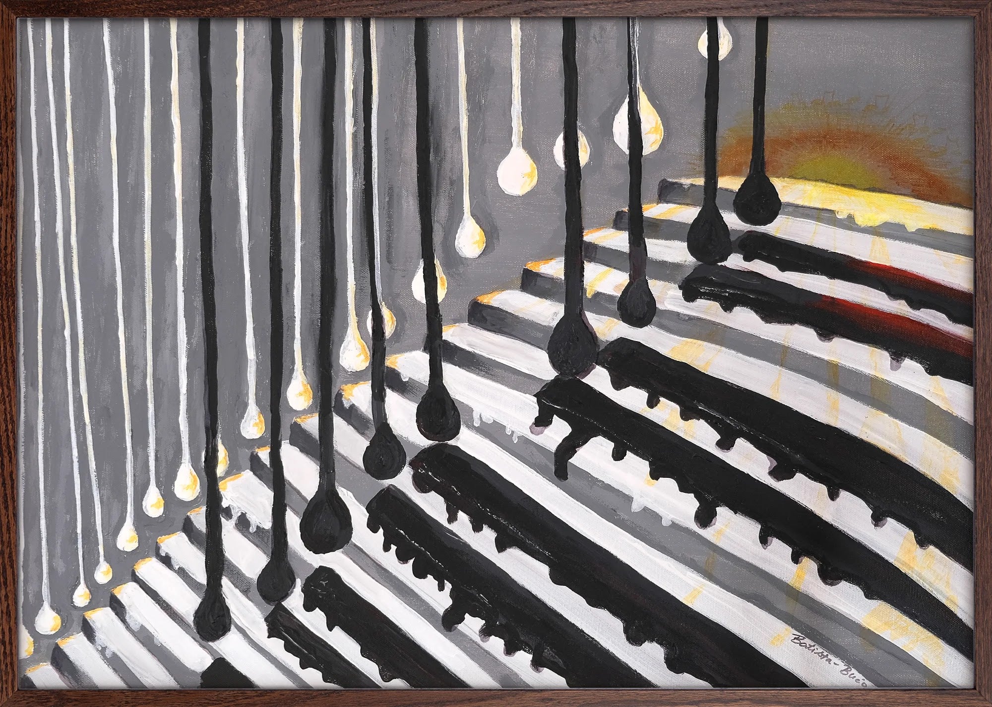 Golden Cascade by Dragica Buco — dark wood framed art print