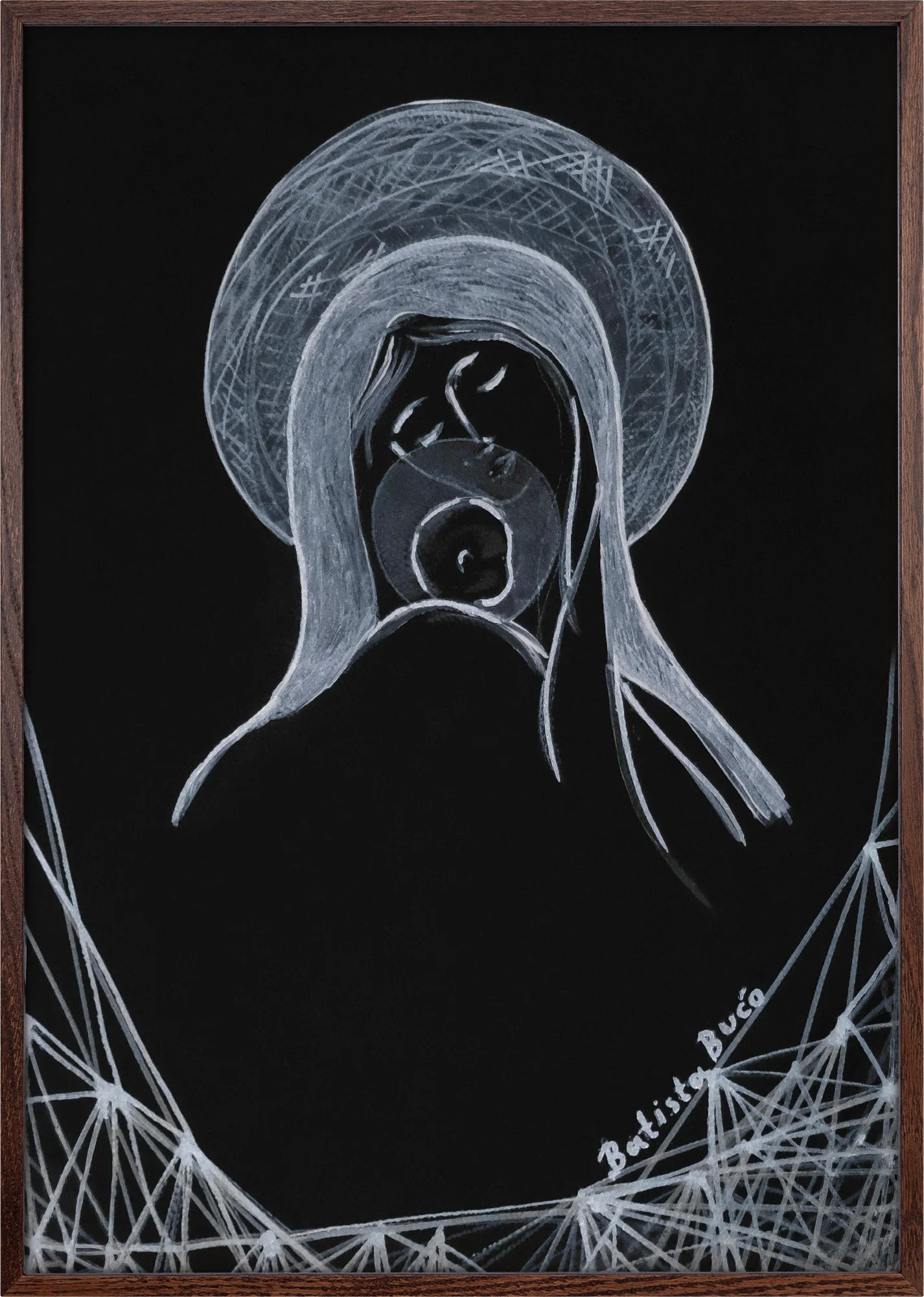 Madonna in Silver Line by Dragica Buco — dark wood framed art print