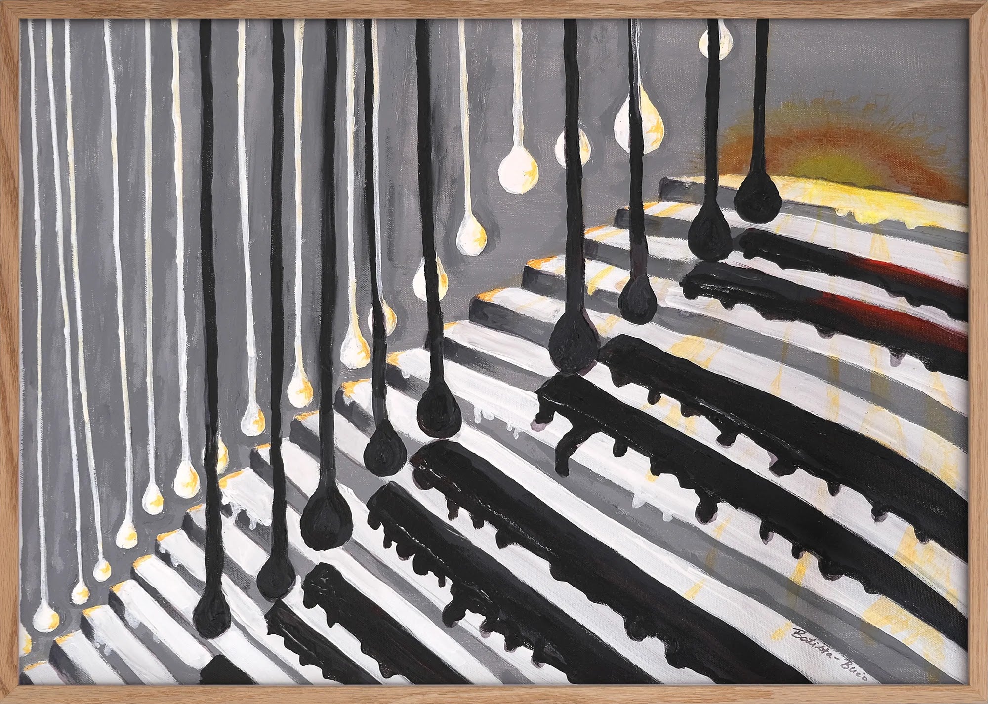 Golden Cascade by Dragica Buco — oak framed art print
