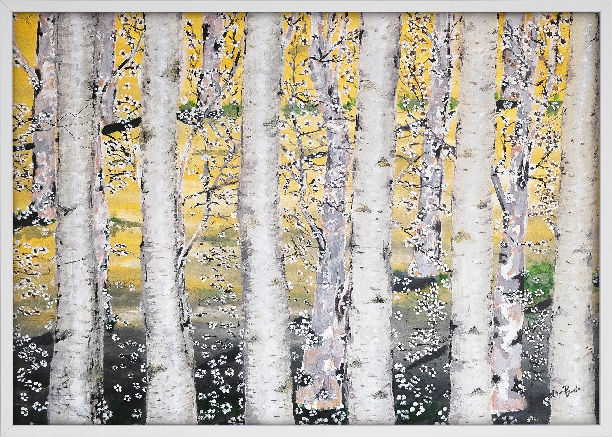 Golden Birch Grove by Dragica Buco — white framed art print