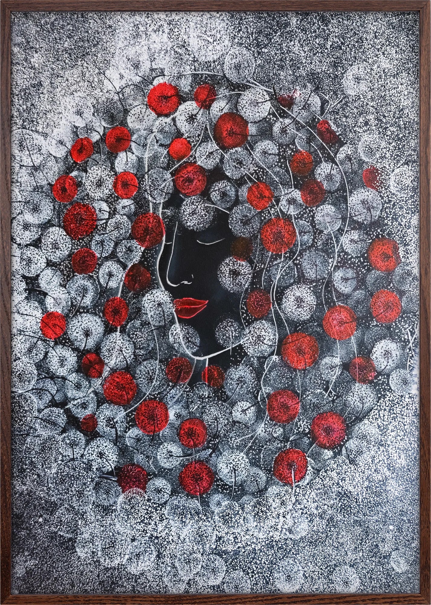 Crimson Reverie by Dragica Buco — dark wood framed art print