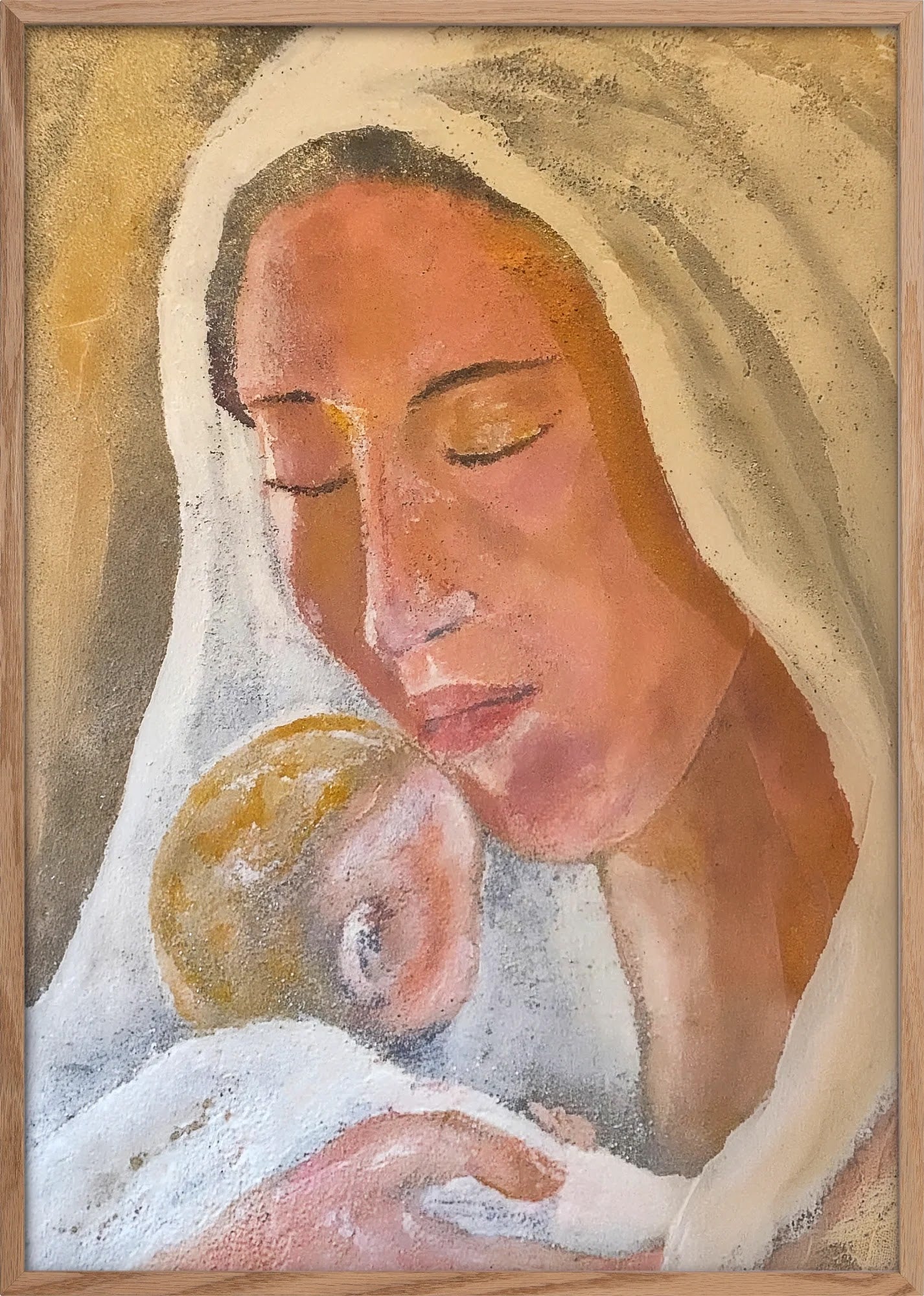 Mother's Embrace by Dragica Buco — oak framed art print
