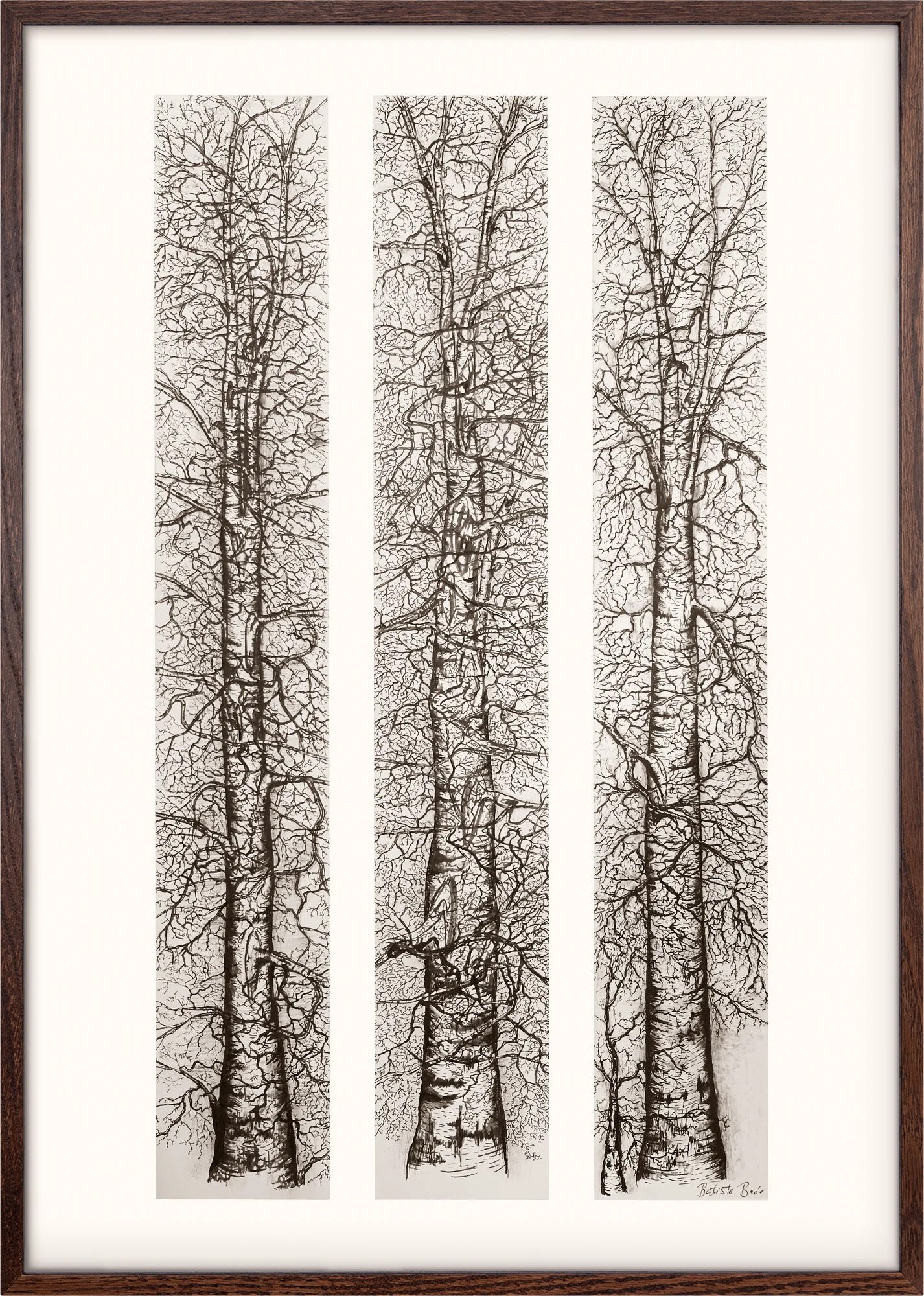 Winter Triptych by Dragica Buco — dark wood framed art print