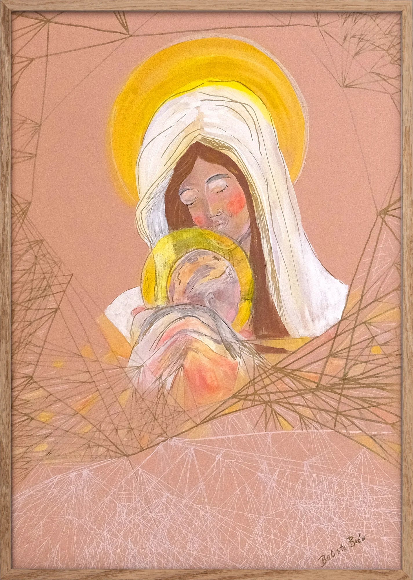Madonna of the Golden Halo by Dragica Buco — oak framed art print