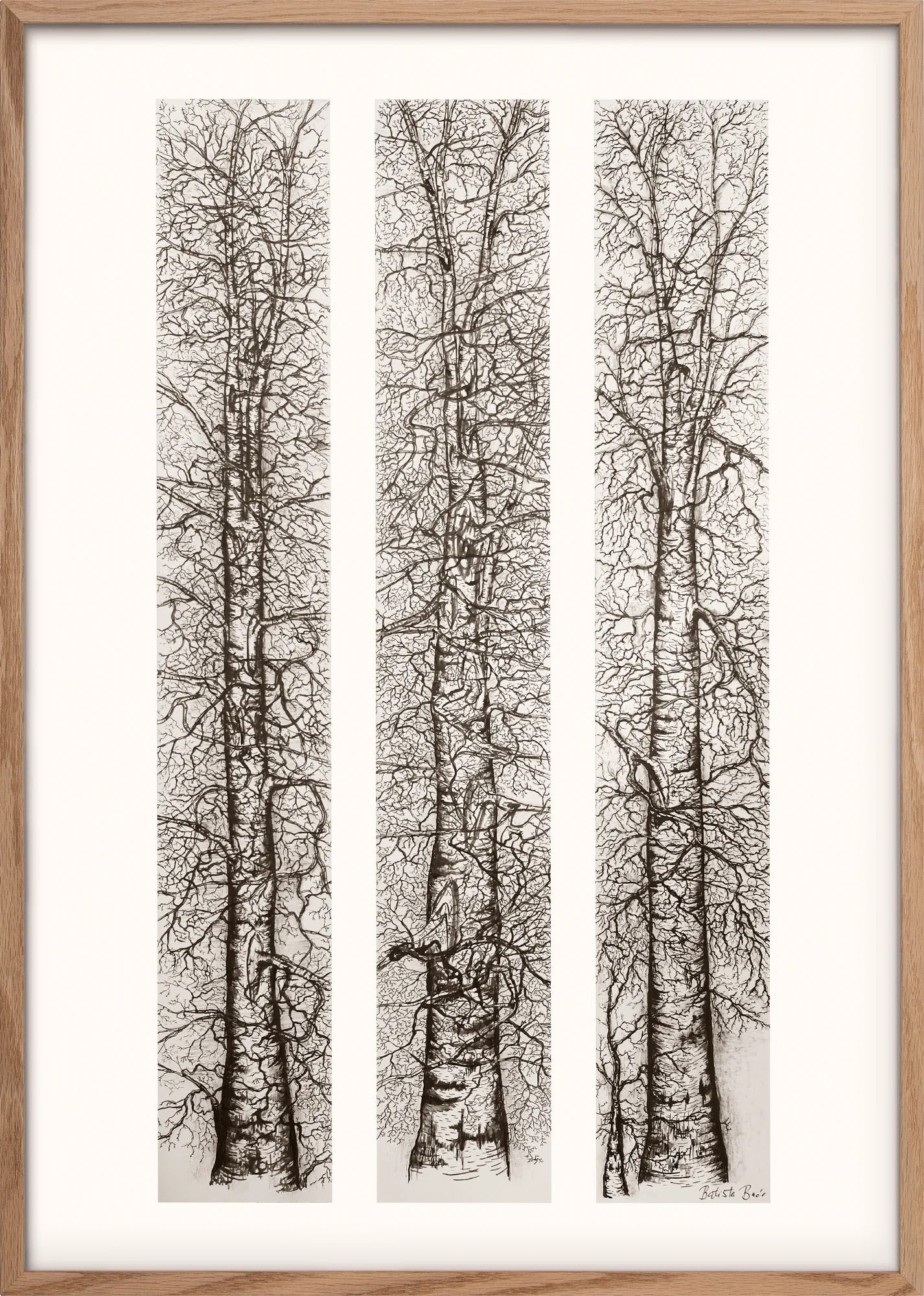 Winter Triptych by Dragica Buco — natural oak framed art print