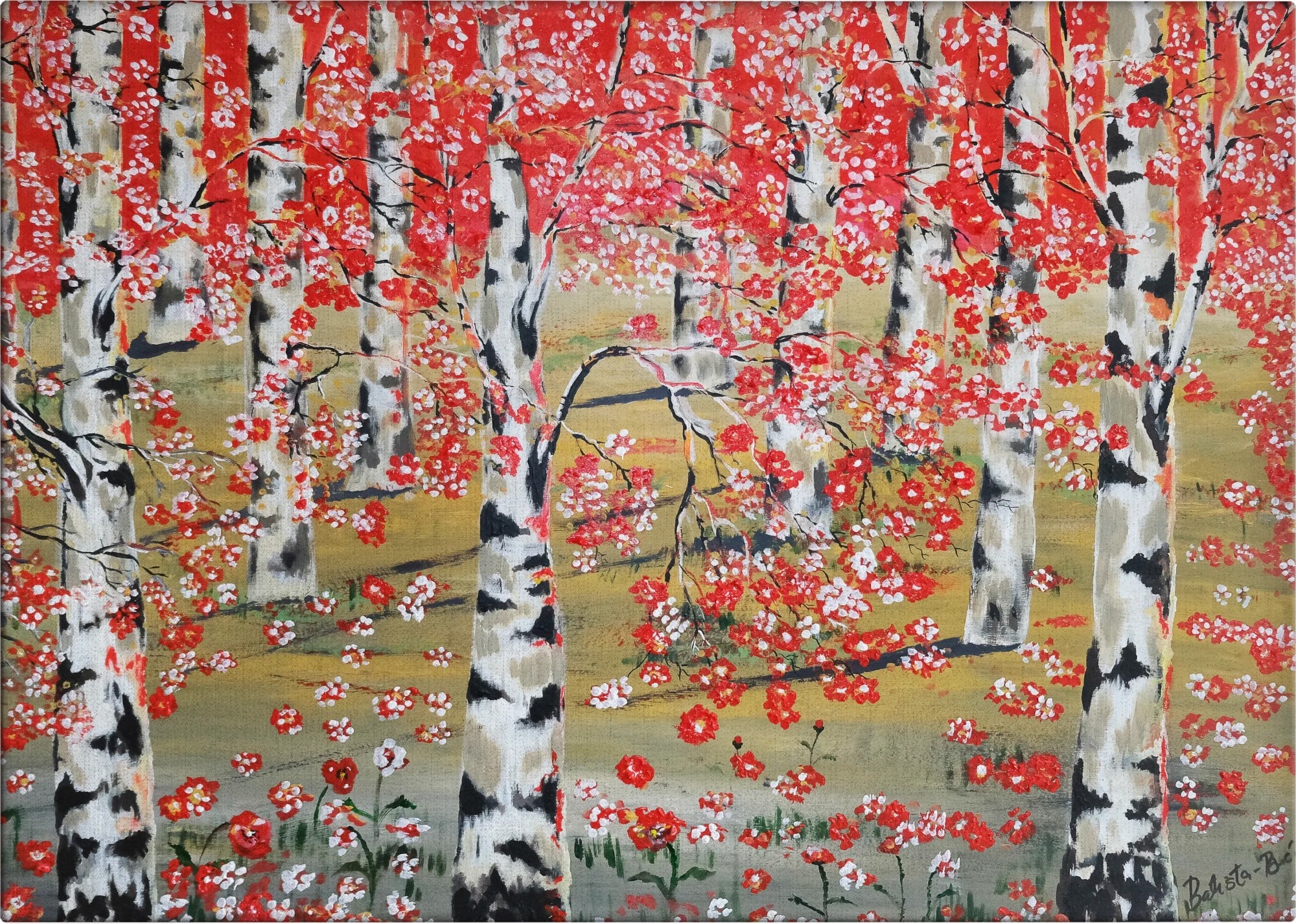 Crimson Birches by Dragica Buco — canvas