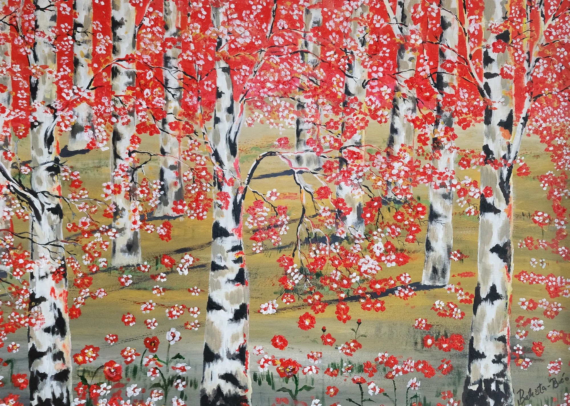 Crimson Birches by Dragica Buco — unframed art print