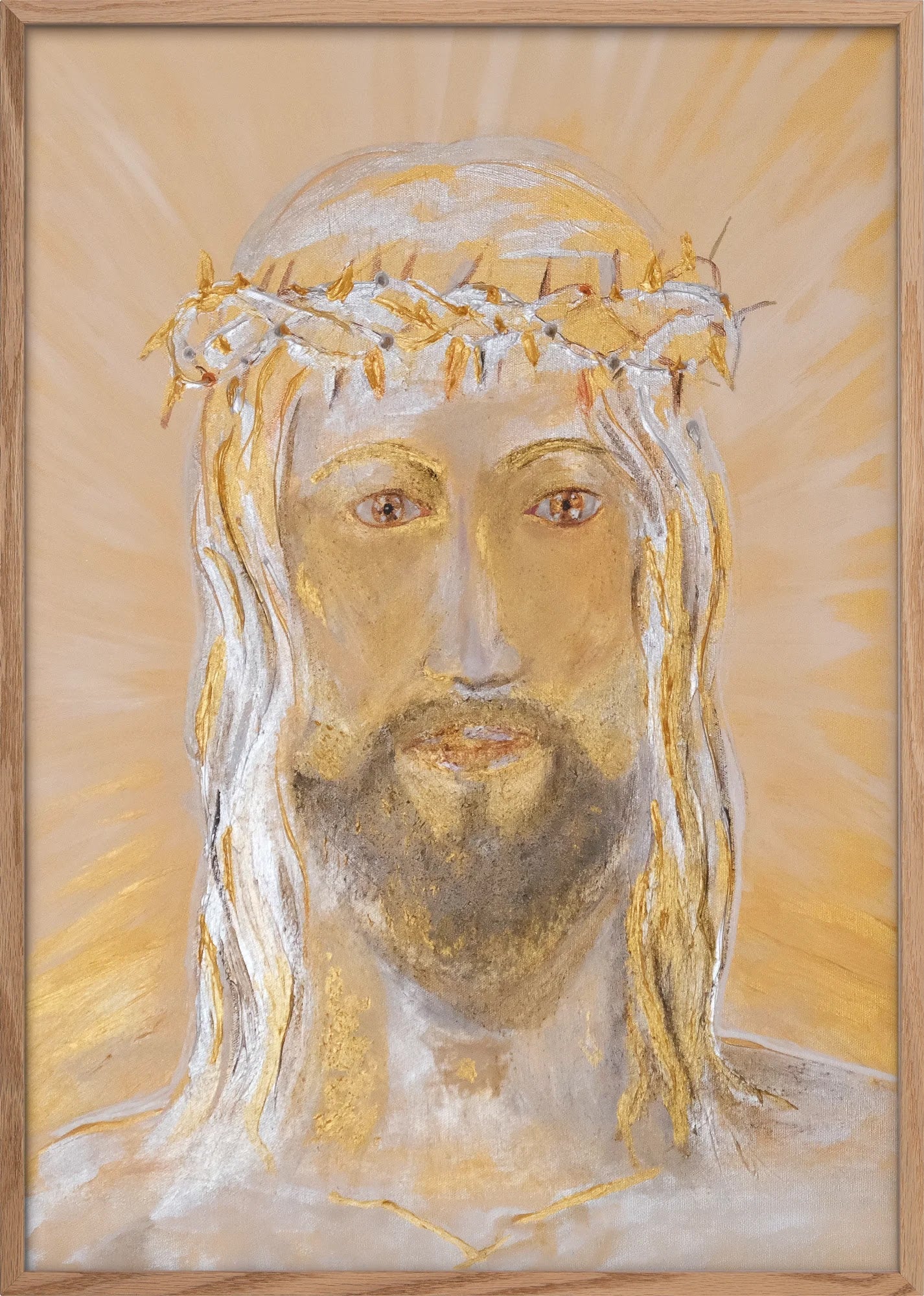 Holy Face by Dragica Buco — natural oak framed art print