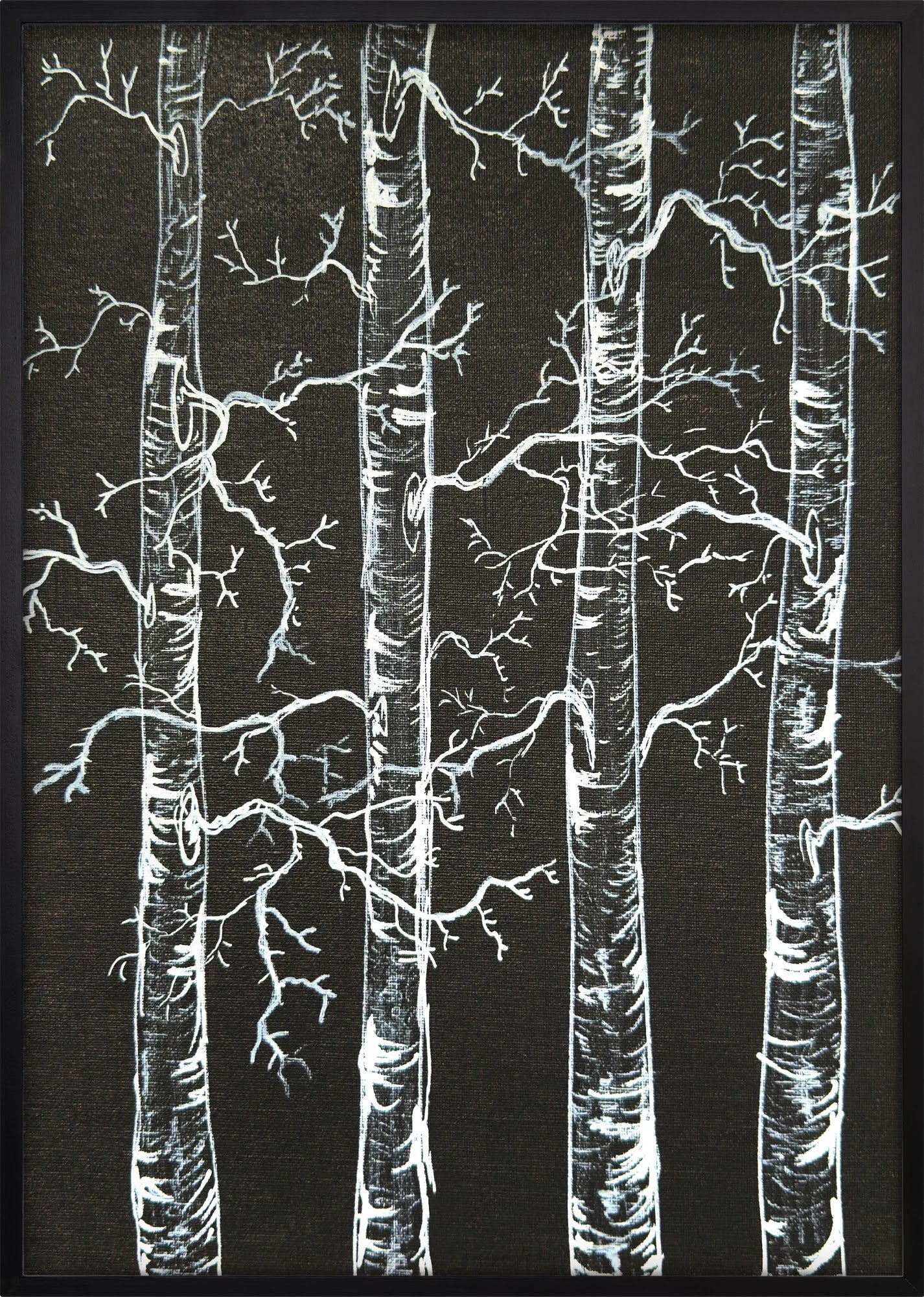Birches at Midnight by Dragica Buco — black framed art print