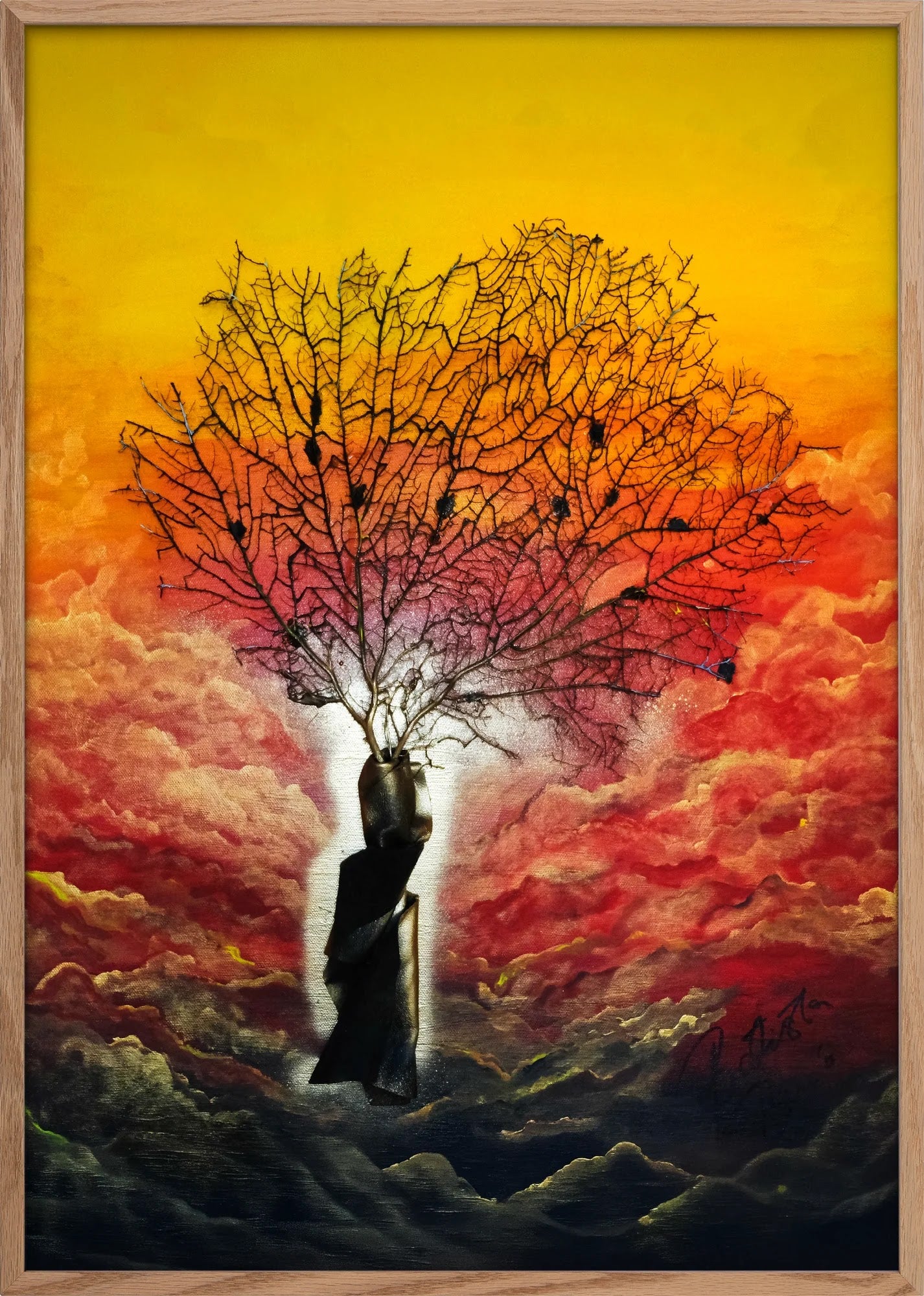 Embrace at Dusk by Dragica Buco — natural oak framed art print